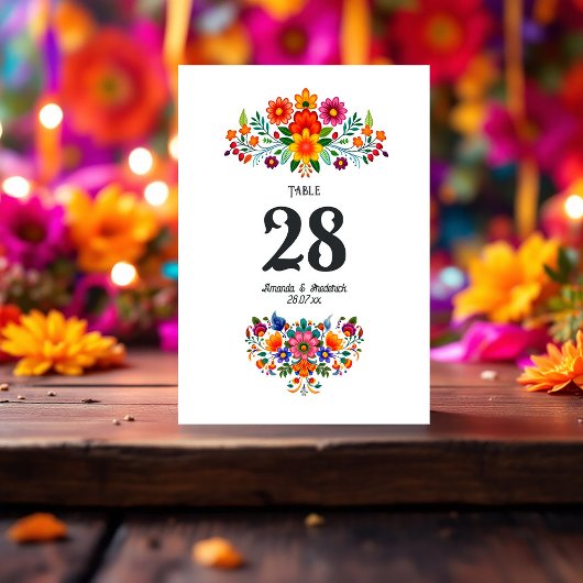 Bruiloft met levendige Mexicaanse Fiesta bloemstuk Kaart