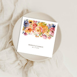 Bruiloft met levendige voorjaarsbloemen servet