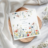 Bruiloft met levendige wilde bloemen servet