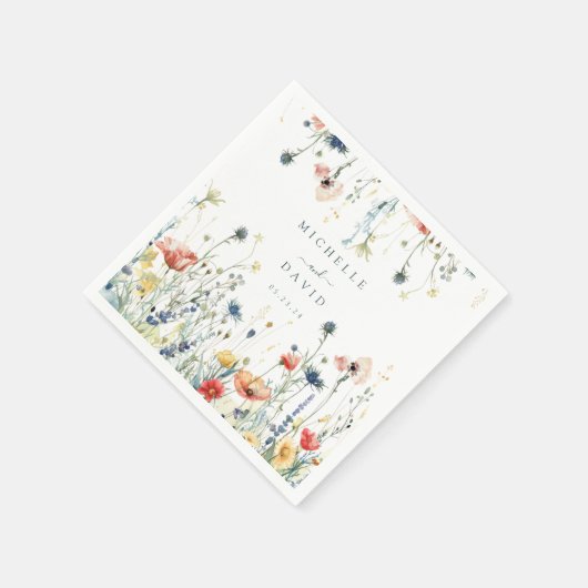 Bruiloft met levendige wilde bloemen servet (Hoek)