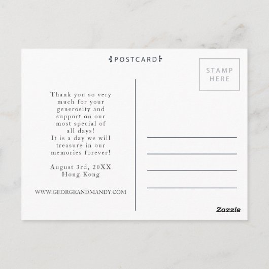 Bruiloft met liefde & Bedankt Foto Briefkaart (Achterkant)