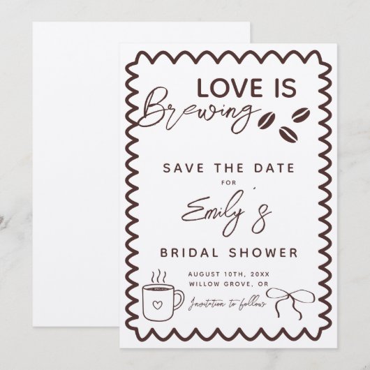 Bruiloft met 'Liefde is Brouwen' koffiethema Save The Date (Voorkant / Achterkant)