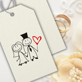 Bruiloft met Liefdeshart Ballon Cadeaulabel