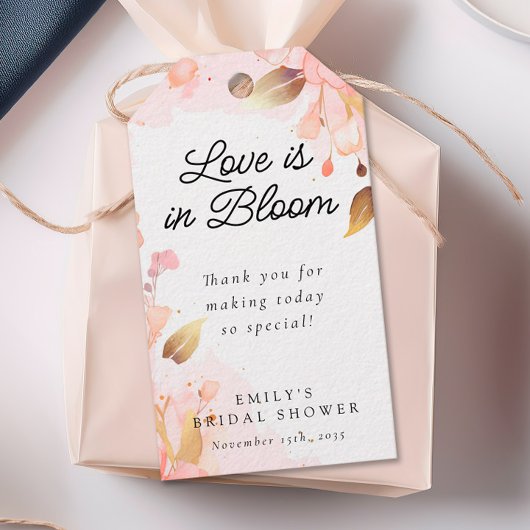 Bruiloft met 'Love in Bloom' Cadeaulabel