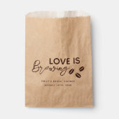 Bruiloft met 'Love is Brewing' koffiethema Bedankzakje (Voorkant)