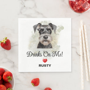 Bruiloft met Miniature Schnauzer 'Drinks on Me' Servet