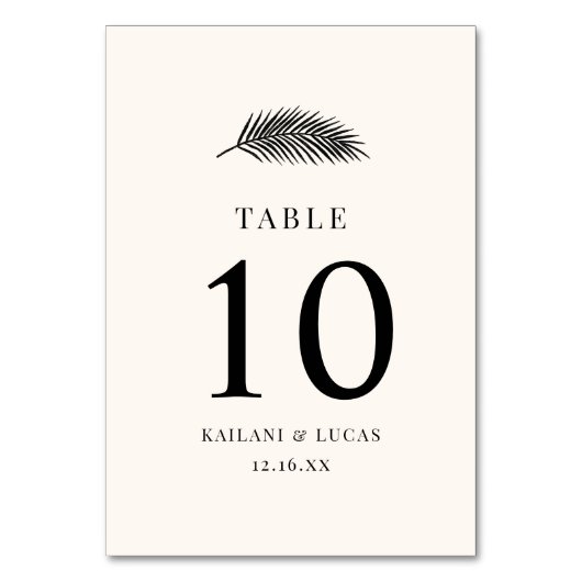 Bruiloft met minimale palmbladeren kaart (Achterkant)