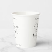 Bruiloft met modern script Ze knoopt de knoop Papieren Bekers (Links)