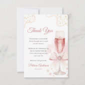 Bruiloft met moderne waterverfparels en Prosecco Bedankkaart (Voorkant)