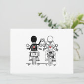 Bruiloft met motorfiets bedankkaart (Staand voorkant)