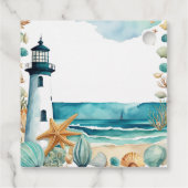 Bruiloft met nautisch thema: vuurtoren bedankjes labels (Achterkant)