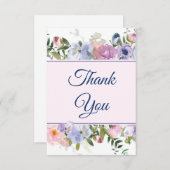 bruiloft met Paarse en blauwe waterverf Bedankkaart (Voorkant / Achterkant)