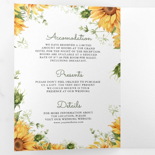 Bruiloft met QR-code in metselstenen pot met zonne Drieluik Uitnodiging (Binnenzijde eerst)