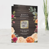 Bruiloft met QR-code voor boeket van rustieke bloe (Achterkant)
