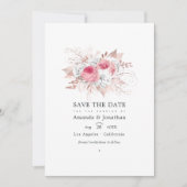 Bruiloft met Roze en Roze Gouden Bloemen en Kant Save The Date (Voorkant)