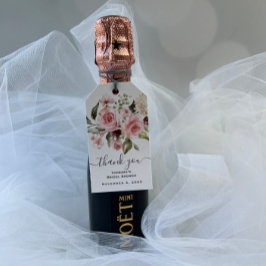 Bruiloft met roze rozen cadeaulabel