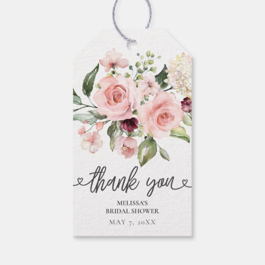 Bruiloft met Roze Rozen Cadeaulabel (Achterkant)