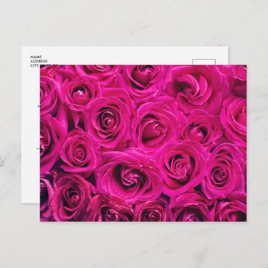Bruiloft met Roze Rozen Uitnodiging Briefkaart (Voorkant / Achterkant)