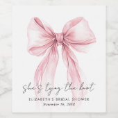 Bruiloft met roze strik bruidsmeisjesfeest wijn etiket (Enkel label)