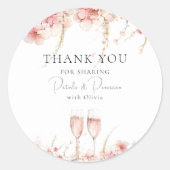 Bruiloft met Rozenblaadjes en Prosecco Ronde Sticker (Voorkant)