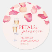Bruiloft met Rozenblaadjes en Prosecco Ronde Sticker (Voorkant)