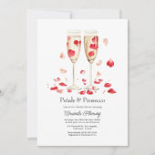Bruiloft met Rozenblaadjes & Prosecco Champagne Kaart (Voorkant)