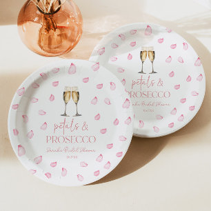 Bruiloft met Rozenblaadjes & Prosecco Champagne Papieren Bordje