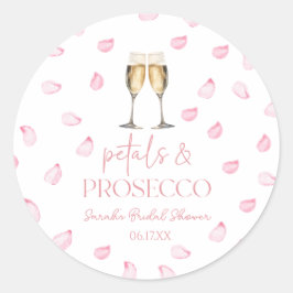 Bruiloft met Rozenblaadjes & Prosecco Champagne  Ronde Sticker