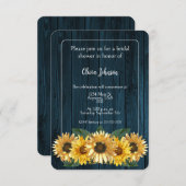 Bruiloft met Rustieke Blauwe Zonnebloem Kaart (Voorkant / Achterkant)