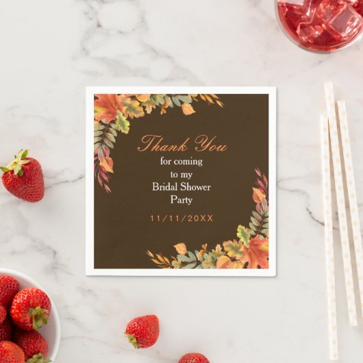 Bruiloft met rustieke herfstbladeren servet (Insitu)