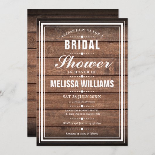 Bruiloft met Rustieke Houten Panelen Kaart (Voorkant / Achterkant)