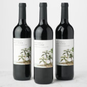 Bruiloft met rustieke tropische palmbomen op het s wijn etiket (Flessen)