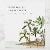 Bruiloft met rustieke tropische palmbomen op het s wijn etiket (Enkel label)