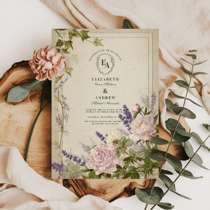 Bruiloft met rustieke varens en witte bloemen kaart
