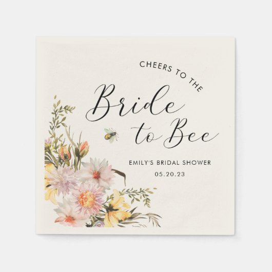 Bruiloft met Rustieke Wilde Bloemen Bruid-tot-Bee  Servet (Voorkant)