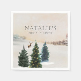 Bruiloft met rustieke winterwoud papieren servetje servet