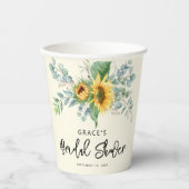 Bruiloft met rustieke zonnebloem en eucalyptus gro papieren bekers (Voorkant)