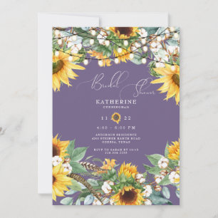 Bruiloft met Rustieke Zonnebloem Lavendel II Kaart