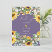 Bruiloft met Rustieke Zonnebloem Lavendel II Kaart (Staand voorkant)