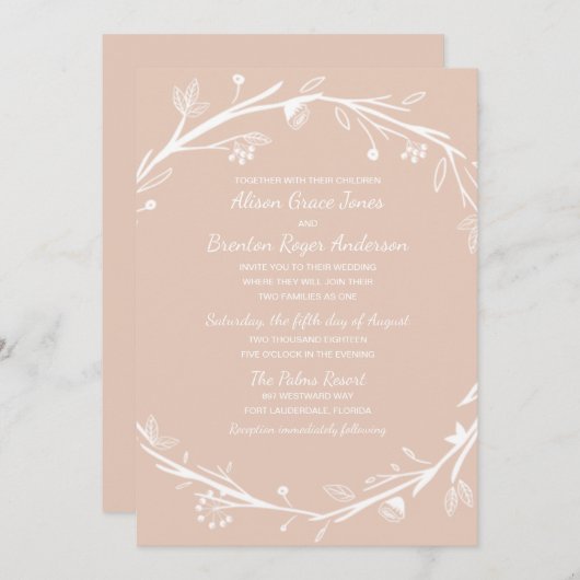 Bruiloft met samengestelde families krans kaart (Voorkant / Achterkant)