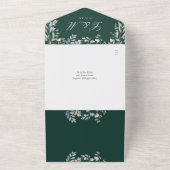 Bruiloft met smaragdgroene bloem QR-code All In One Uitnodiging (Buitenkant)