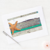 Bruiloft met strandthema zeester rustiek rechthoekige sticker (Envelop)