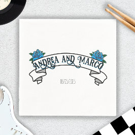 Bruiloft met Tattoos, zwart-wit Rose Tattoo Servet