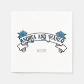 Bruiloft met Tattoos, zwart-wit Rose Tattoo Servet (Voorkant)