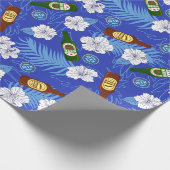 Bruiloft met tropische bloem en bierfles voor vrij cadeaupapier (Hoek)