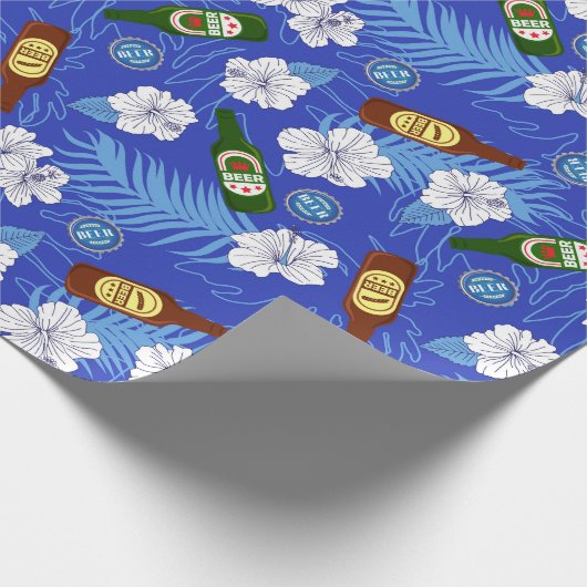 Bruiloft met tropische bloemen en bierfles van vri cadeaupapier (Hoek)