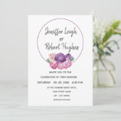 bruiloft met ultraviolet en roze rozen kaart (Staand voorkant)