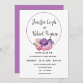 bruiloft met ultraviolet en roze rozen kaart (Voorkant / Achterkant)