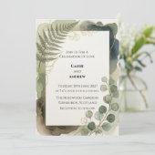 Bruiloft met varen-eucalyptusgroen kaart (Staand voorkant)