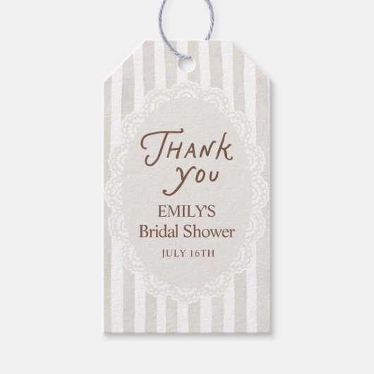 Bruiloft met vintage kant  cadeaulabel (Voorkant)